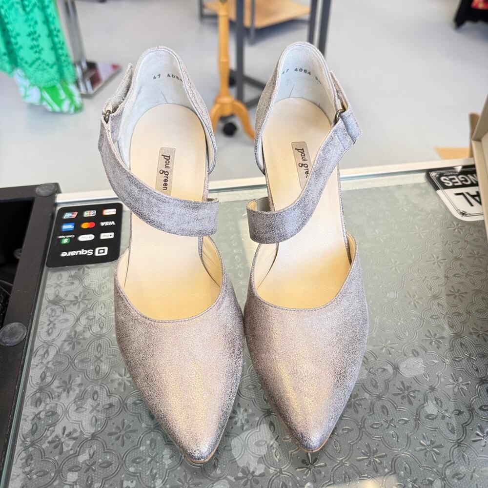 Paul Green Silver Metallic Heels UK 6.5 US 9 - Picture 2 of 4